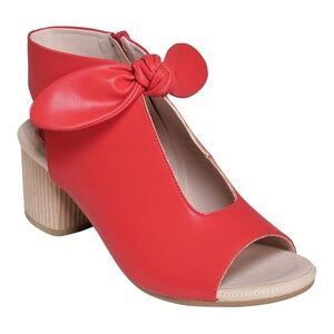 Good Choice Kimora Red Bow Detail Open-Toe Block Heel Shooties Sz 7.5 BNWB